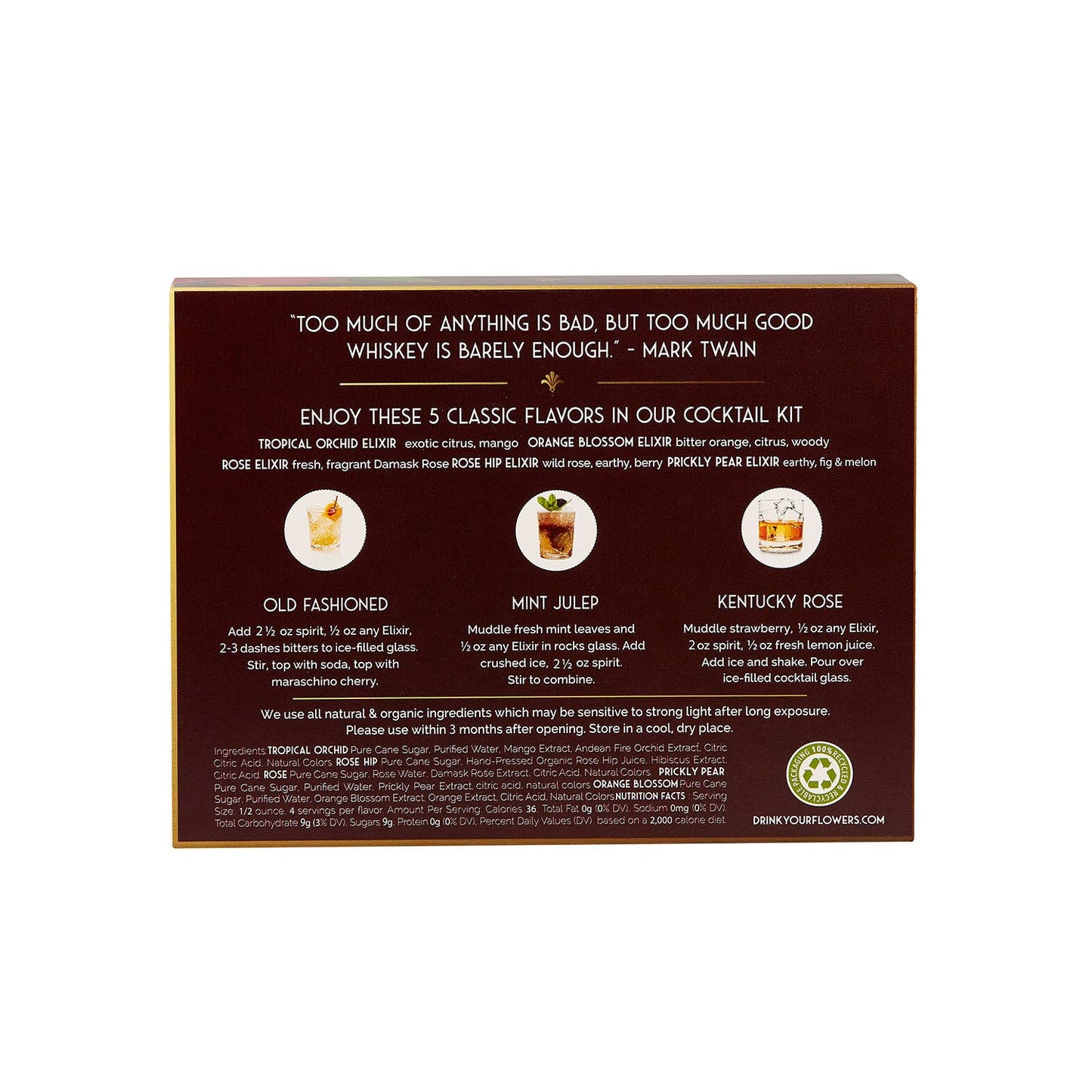 Whiskey Lovers Cocktail Kit. 5-Pack Flower Syrups.
