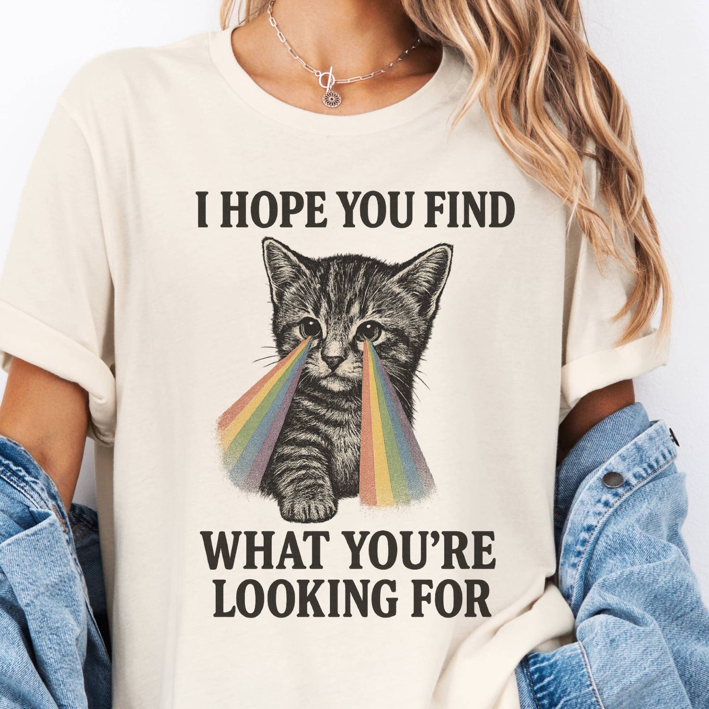 Sarcastic Cat Rainbow I Hope You Fine Funny Graphic Tee