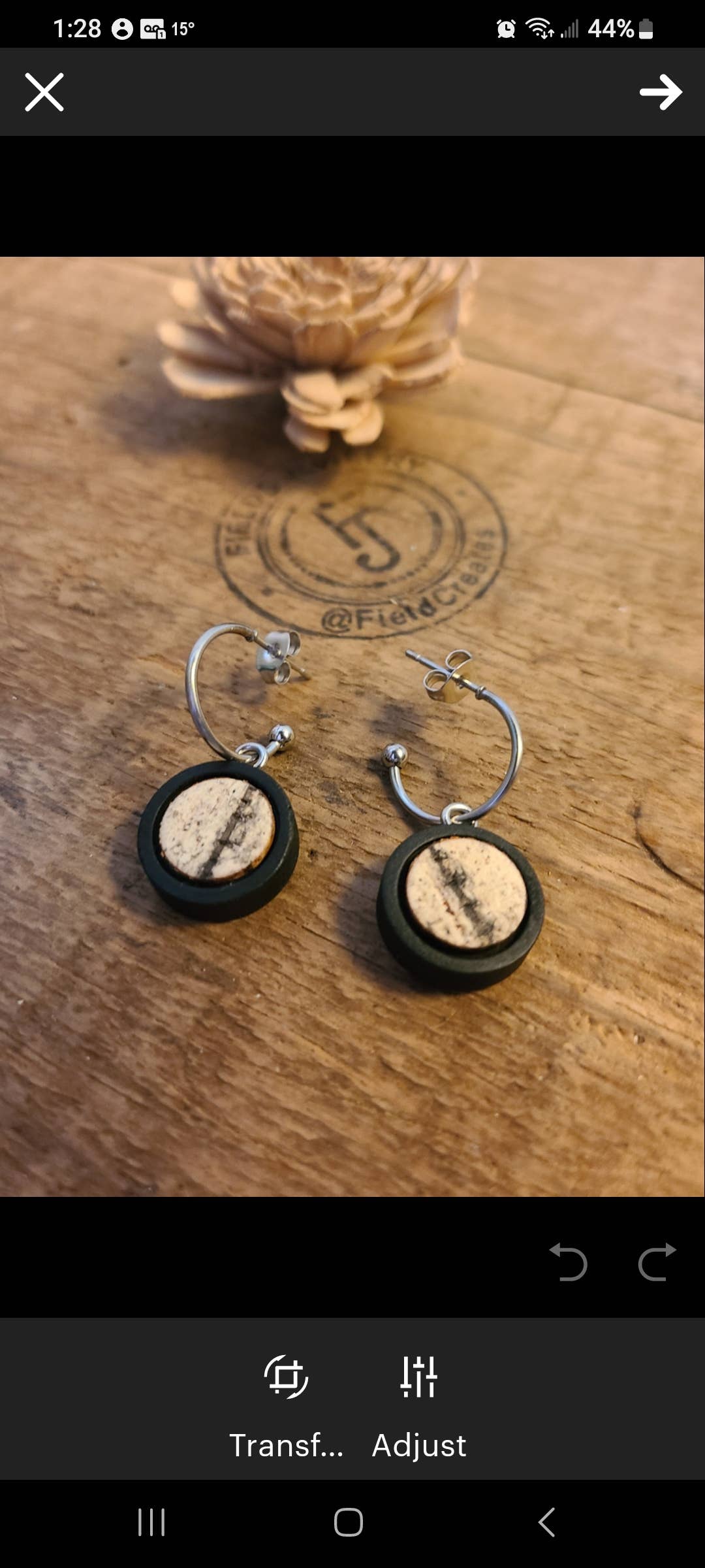 Post Hoop Earrings with Authentic Birch Bark