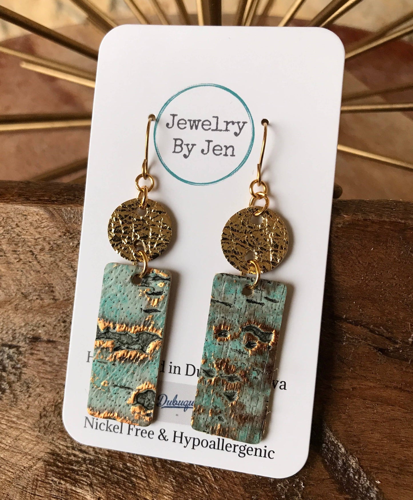 Small Bar Earrings: Gold & Turquoise Wildwood