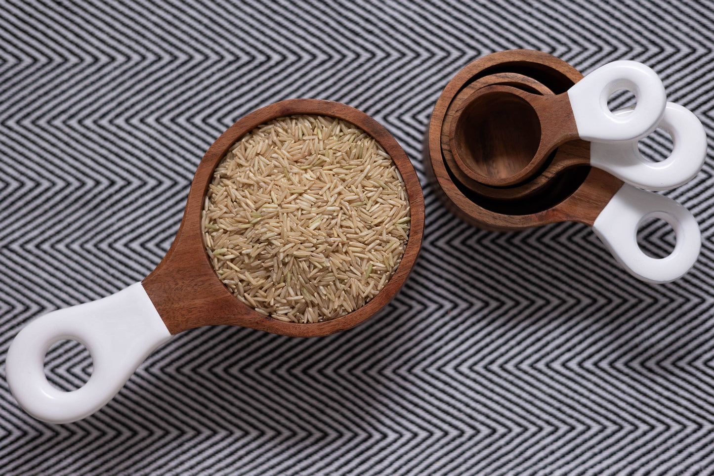 Wood + White Collection Acacia Wood Measuring Cups