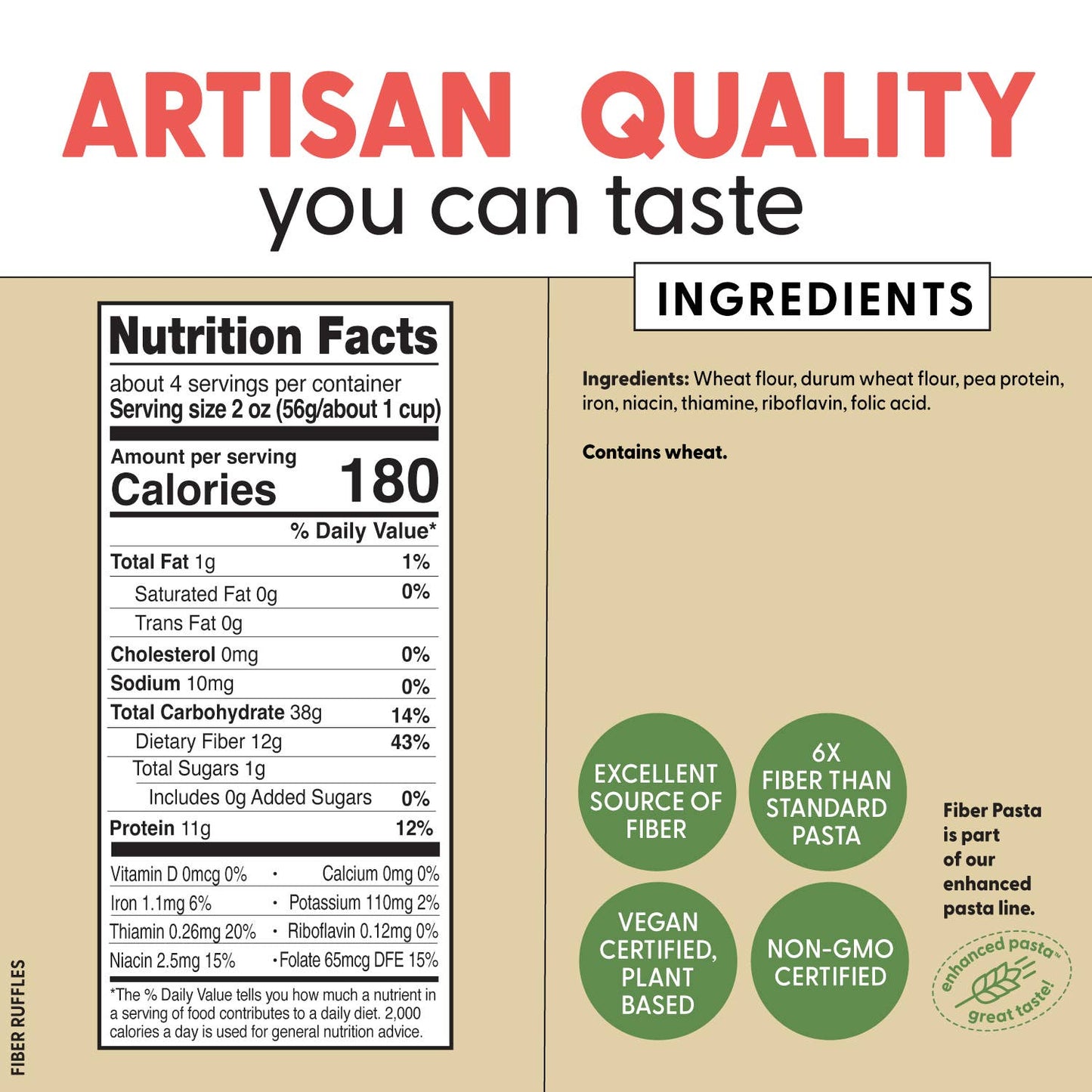 Fiber Ruffles Pasta (High Fiber, Good Protein)
