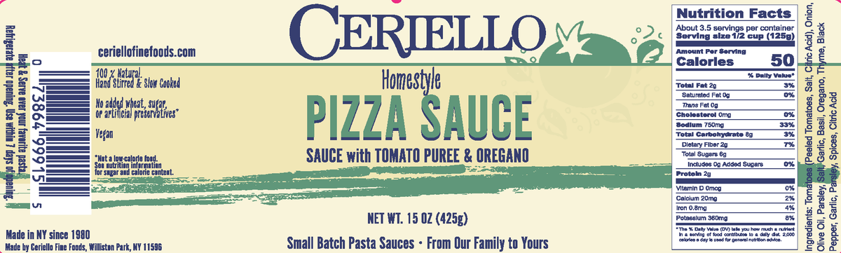Ceriello Homemade Pizza Sauce