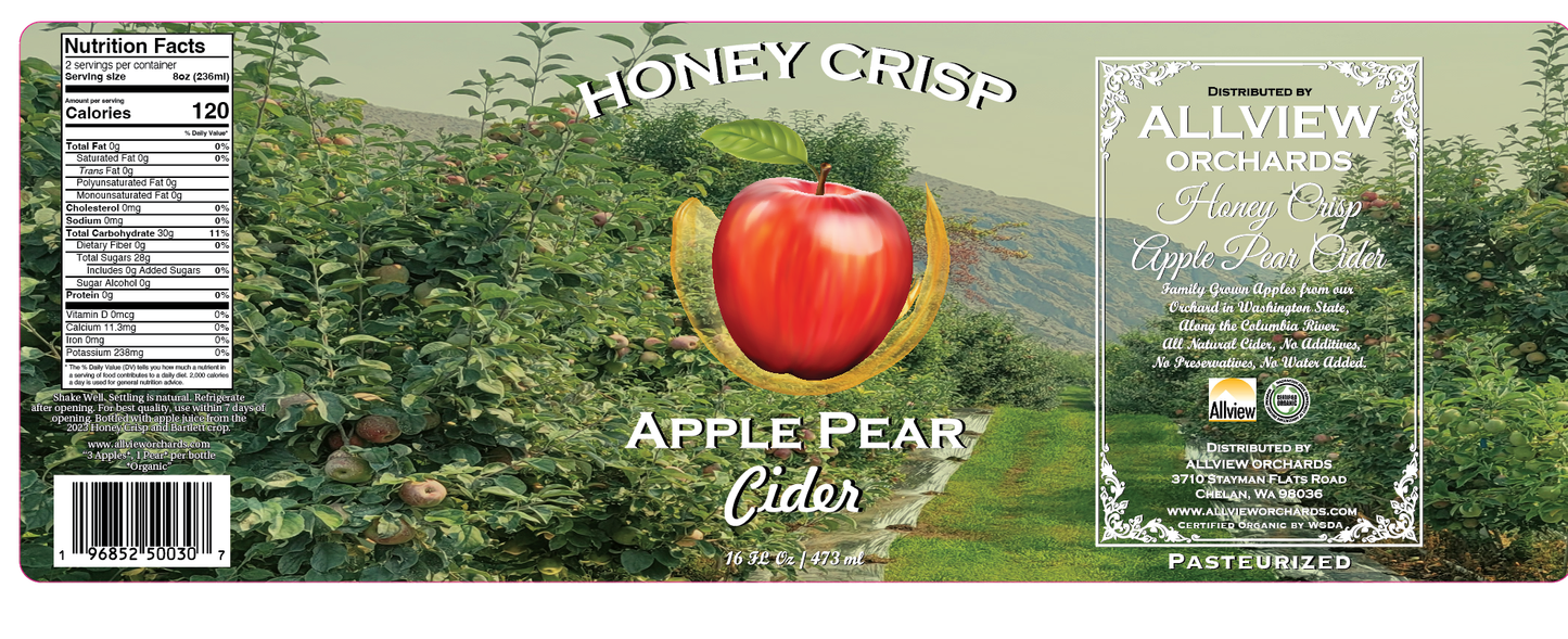 Sale-HoneyCrisp Apple- Pear Cider - 16 oz glass bottle