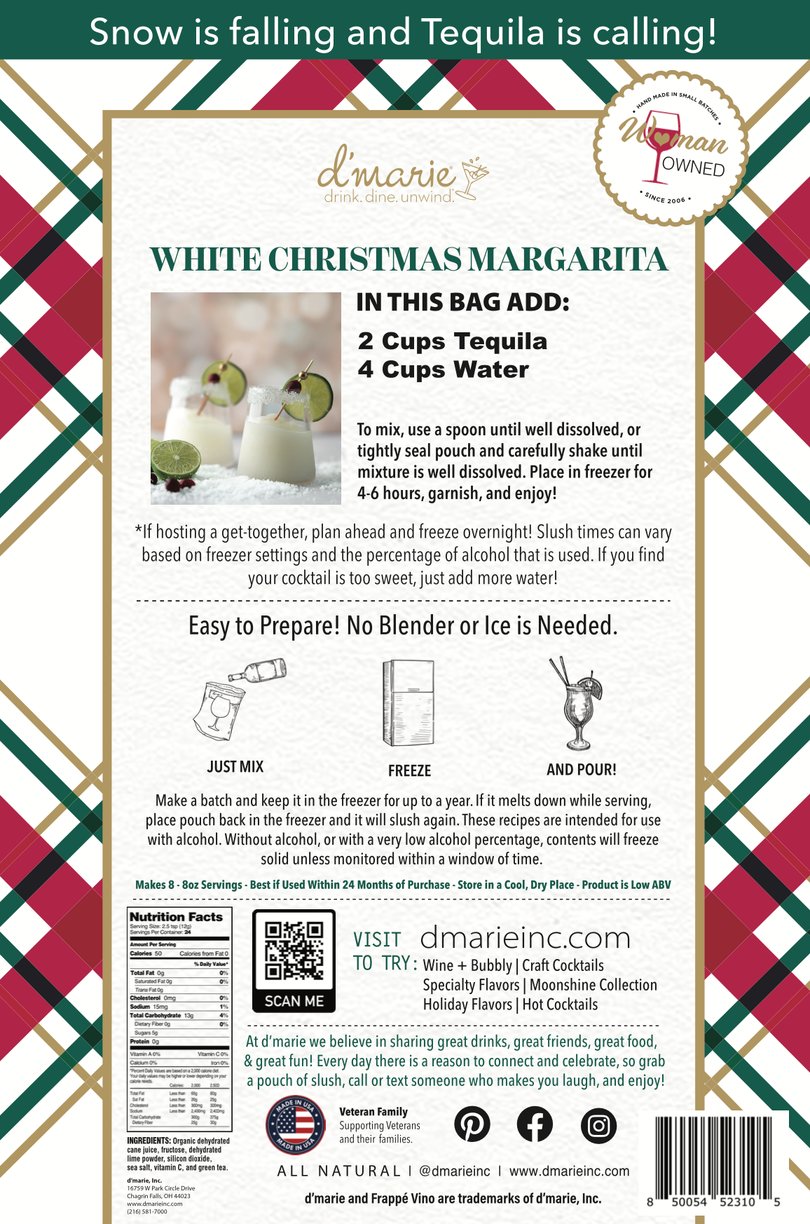 White Christmas Margarita Slush Mix | Ready to Freeze