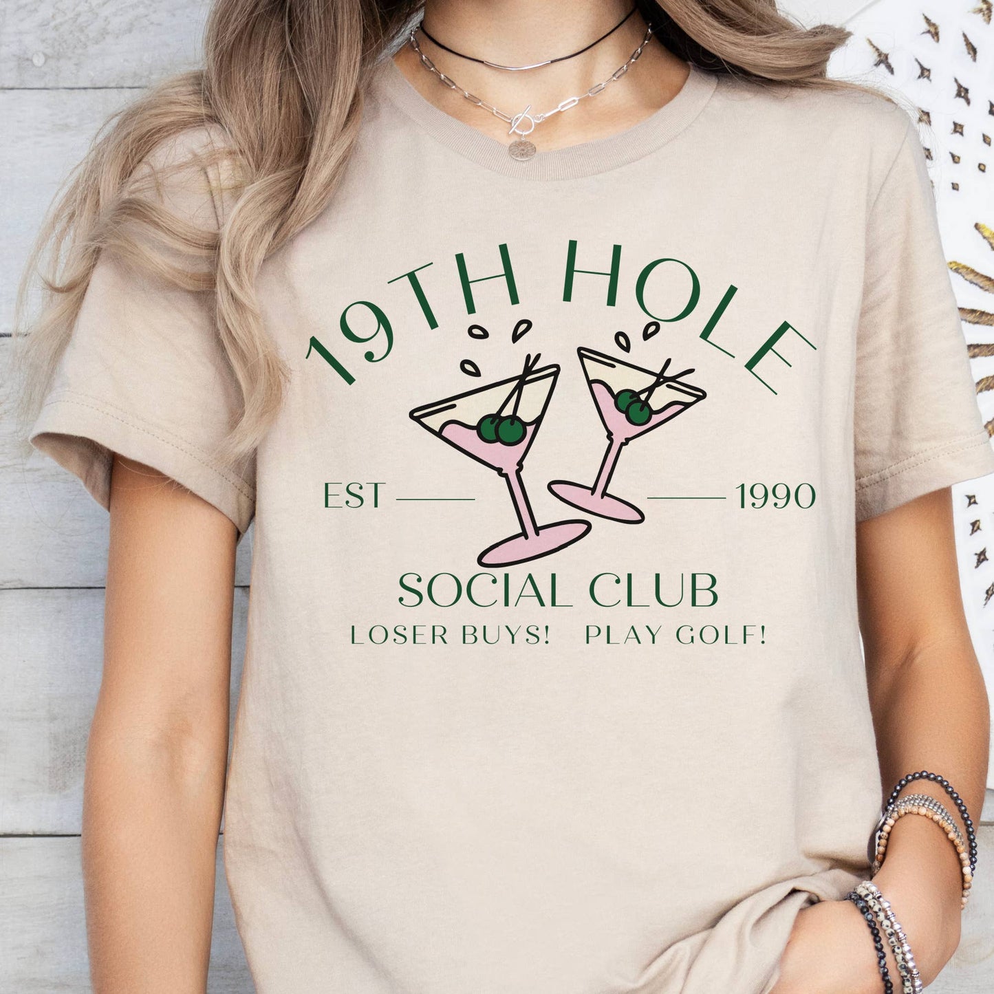 Golf Tees 19th Hole Social Club Country Club Graphic Tee