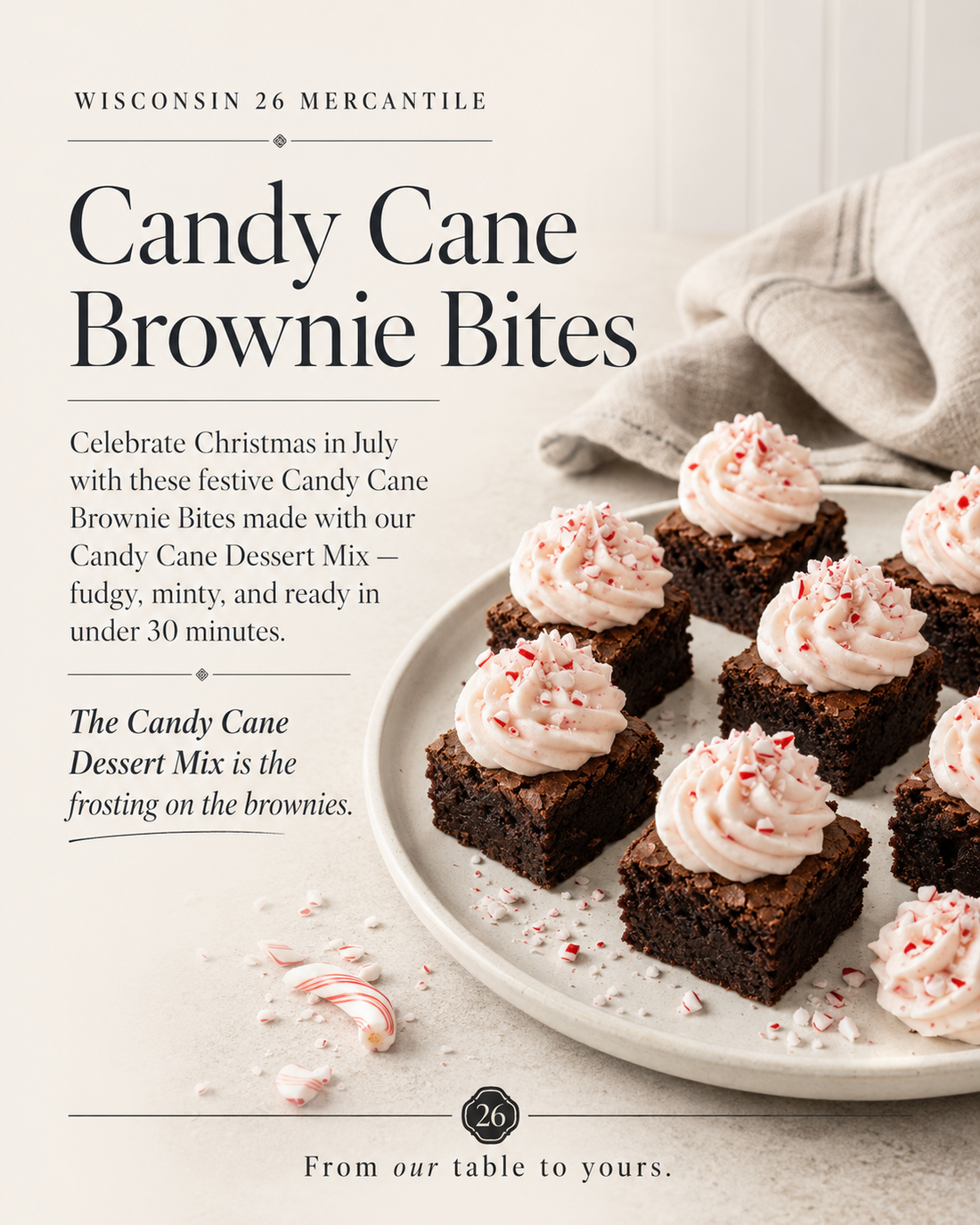 Christmas in July Candy Cane Brownie Bites