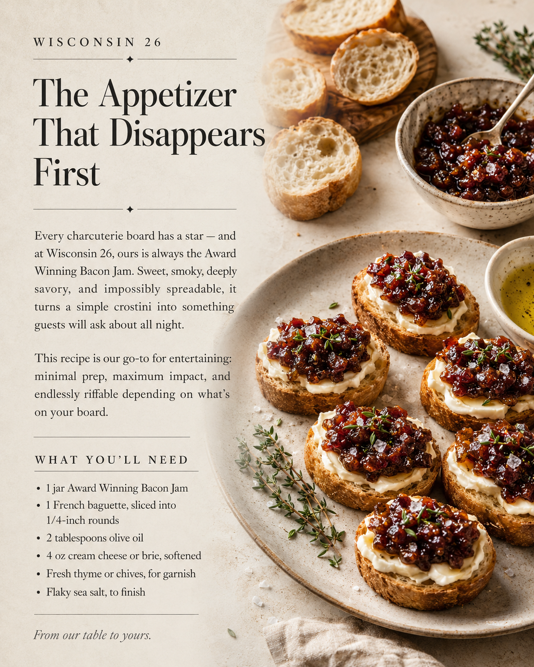 Bacon Jam Crostini & Charcuterie Bites
