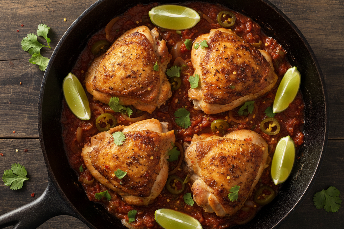 Salsa-Braised Chicken Thighs with Green Chiles
