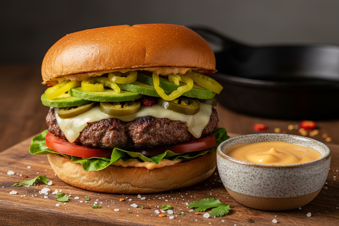 Southwest Fondue Burger with Nacho Mama Dip Mix