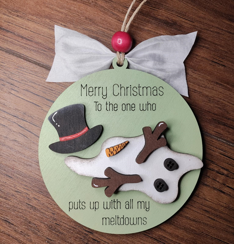 Merry Christmas Meltdown Snowman Ornament