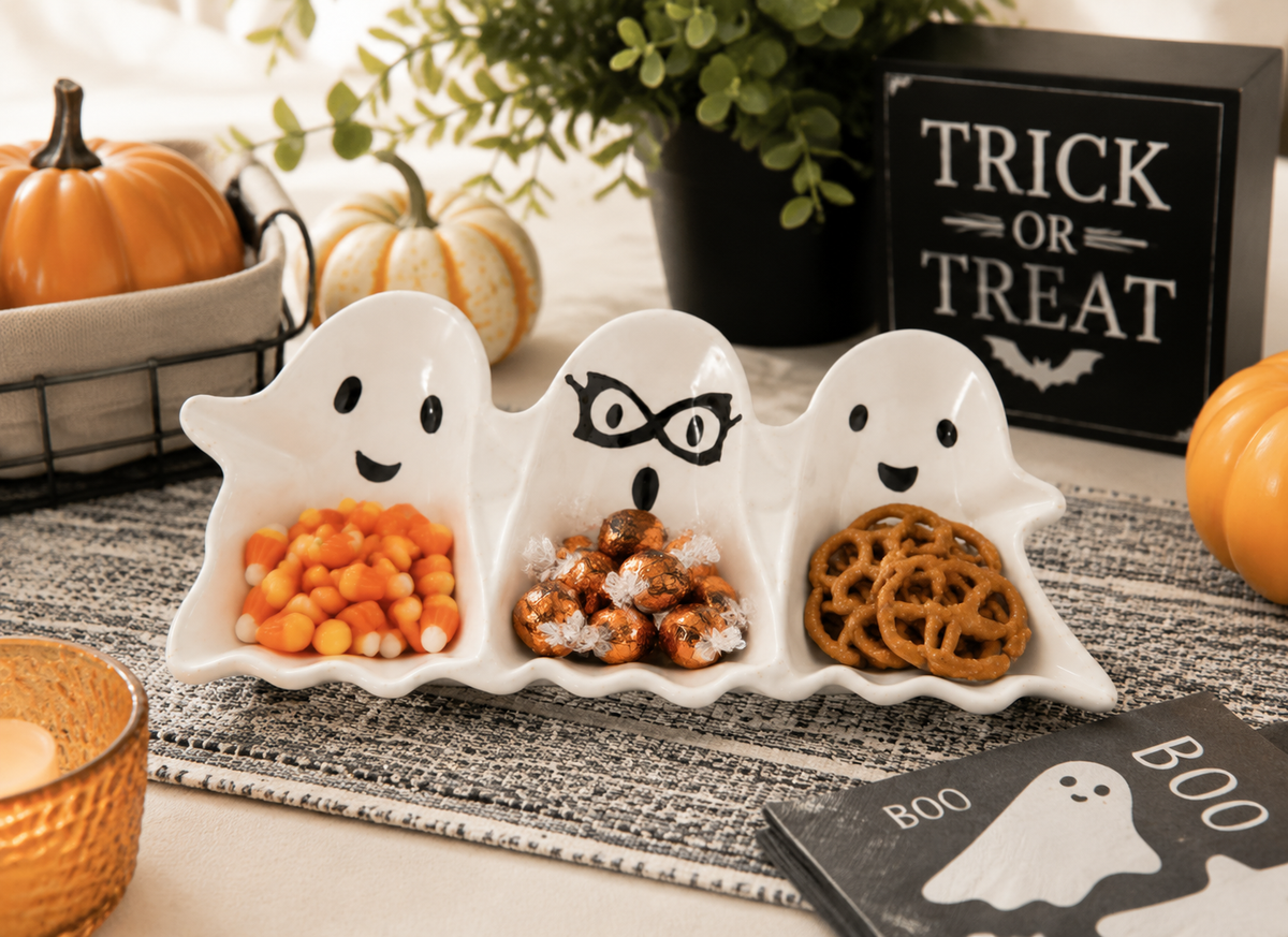 Tootles! by Jeanne Fitz 3 Compartment Ghost Plate, 14 Inches