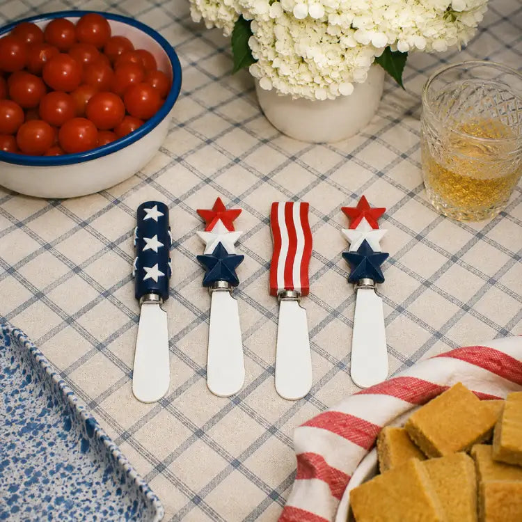 Tootles! by Jeanne Fitz Stars & Stripes Cheese Spreader Set, 4 Pieces