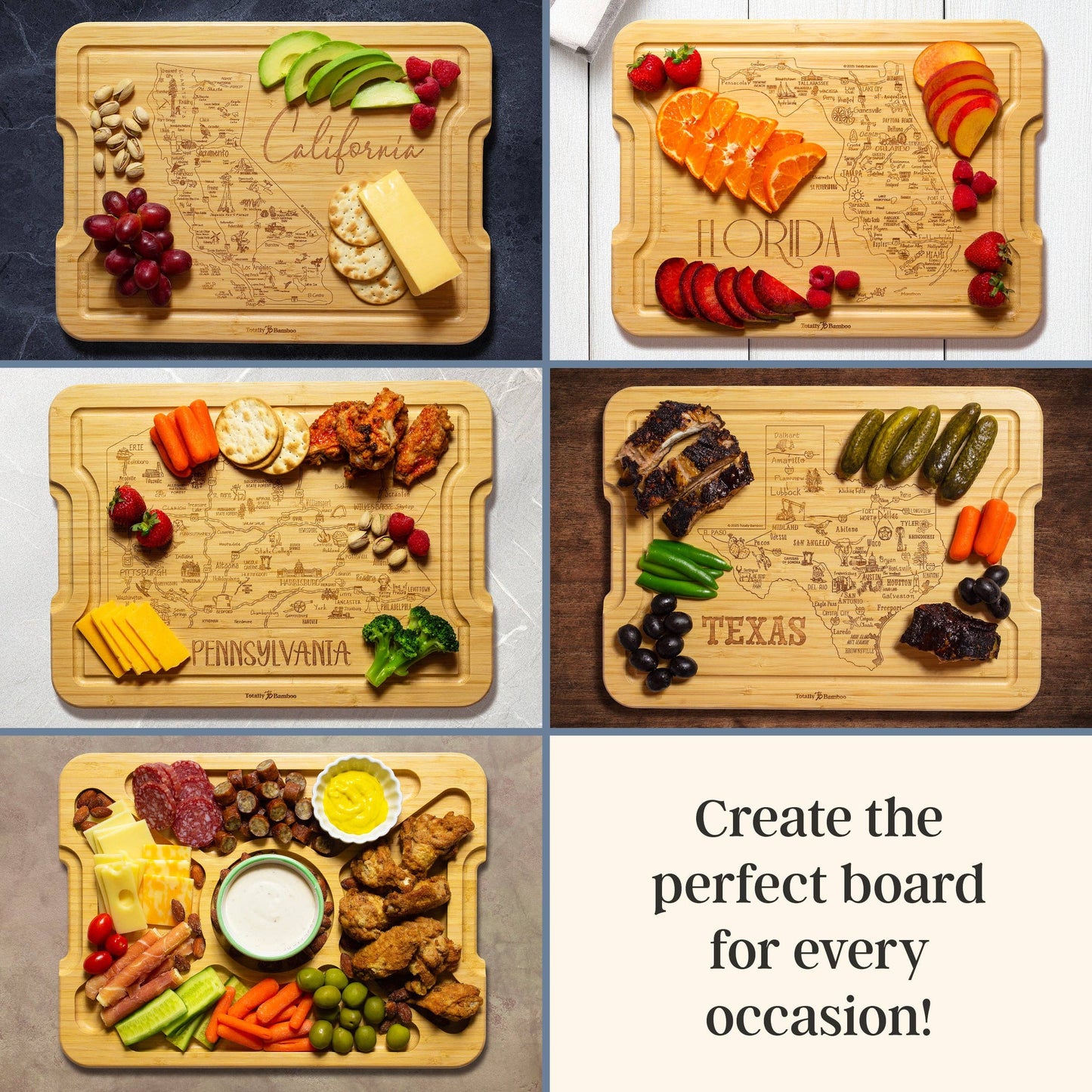 Flip, Serve & Store™ State Charcuterie Board with Lid