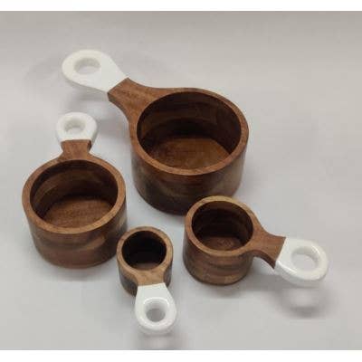 Wood + White Collection Acacia Wood Measuring Cups