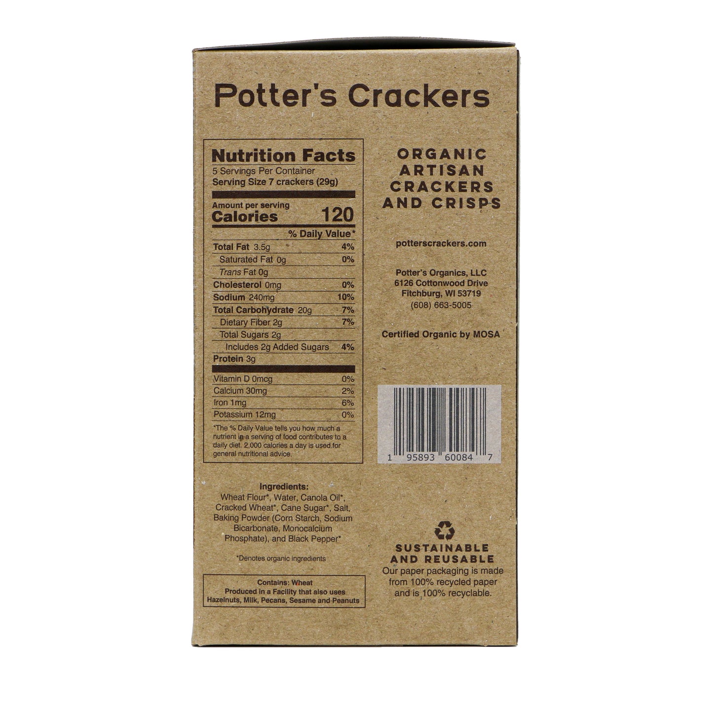 Potter's Crackers Organic Winter Wheat Crackers - 5 oz