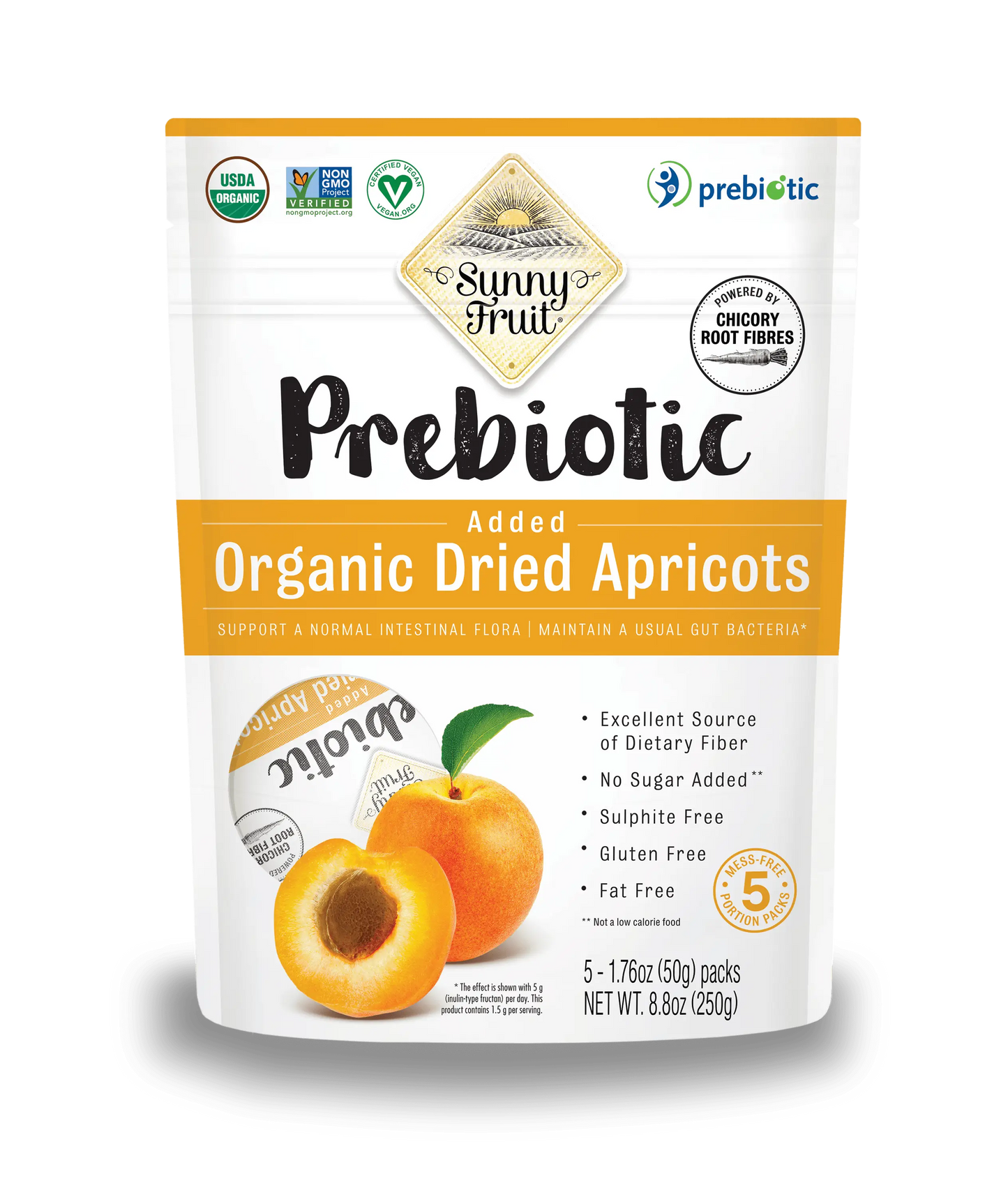Organic Dried Apricots Added Prebiotics - No Sugar Added
