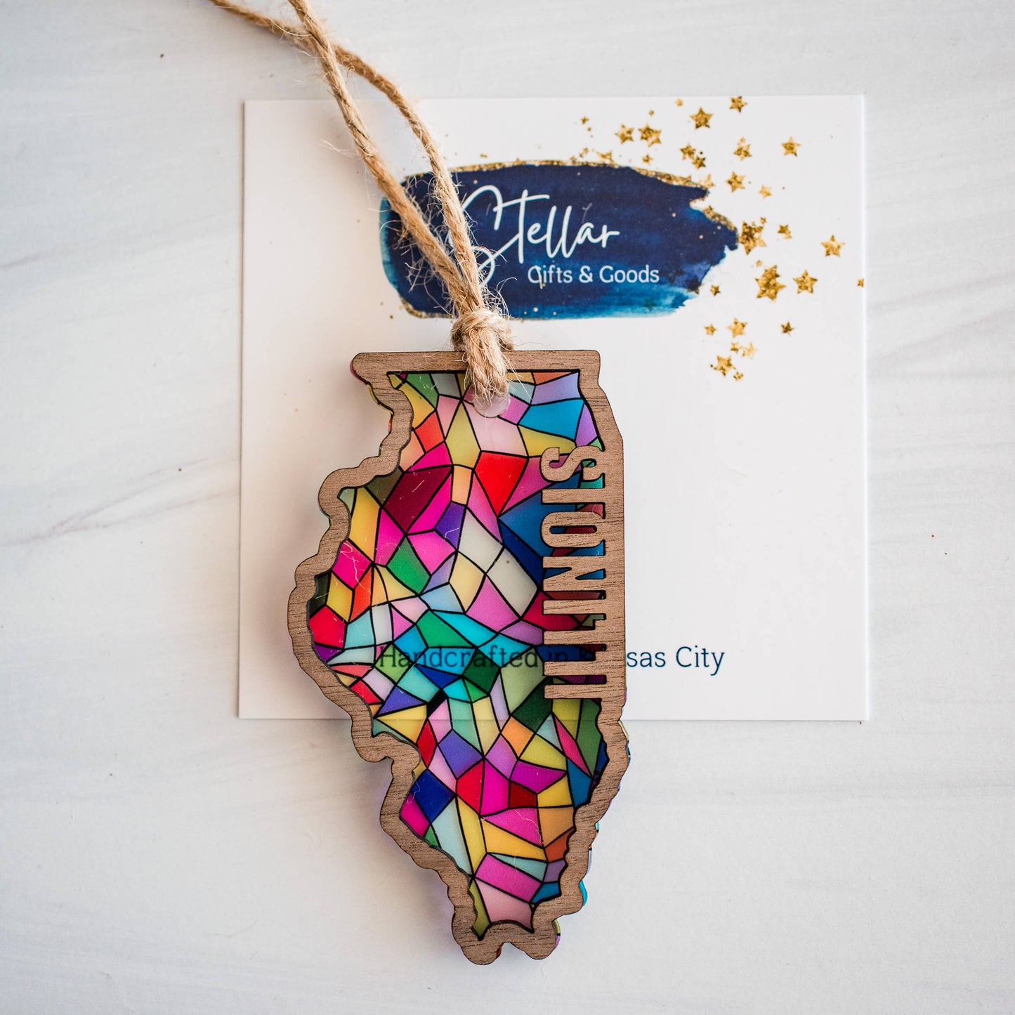 Ornaments - Stained Glass State Holiday- Local Christmas