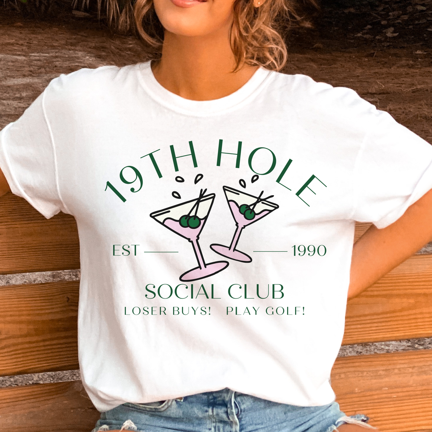 Golf Tees 19th Hole Social Club Country Club Graphic Tee