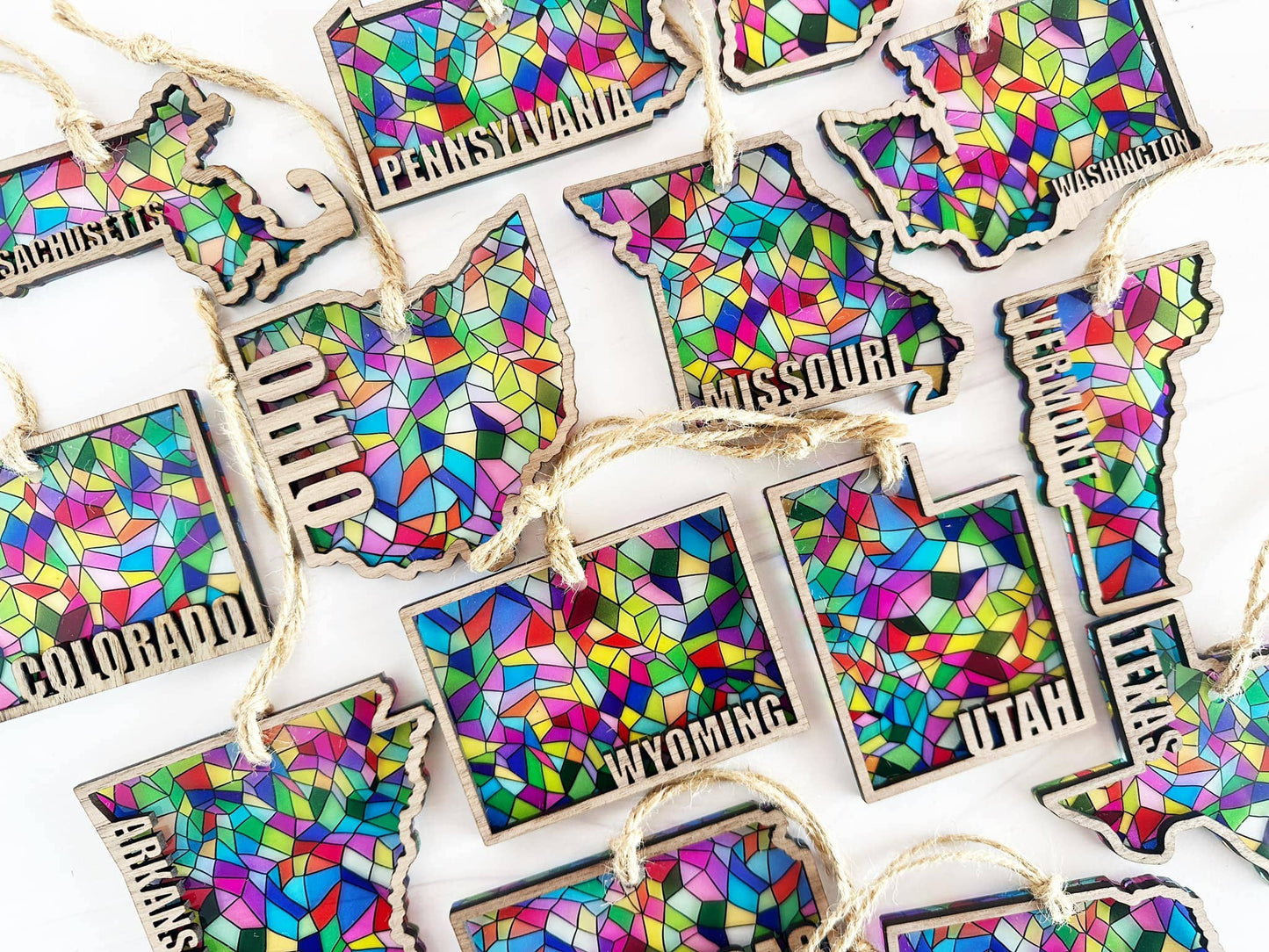 Ornaments - Stained Glass State Holiday- Local Christmas