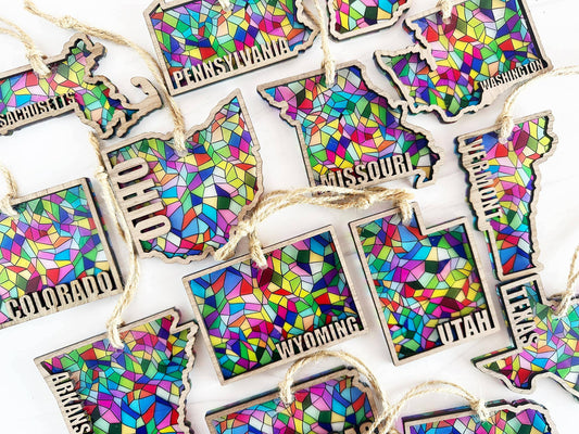 Ornaments - Stained Glass State Holiday- Local Christmas
