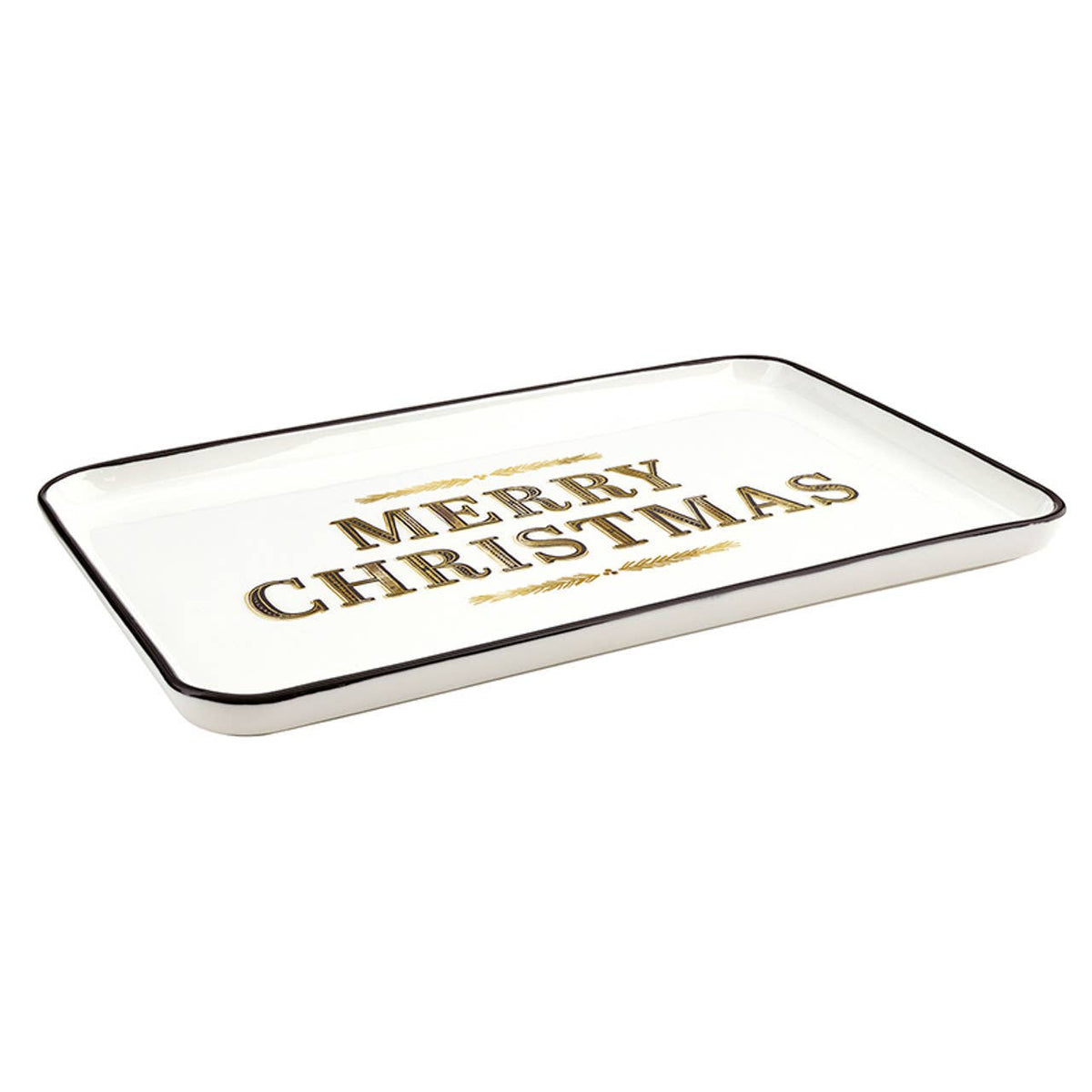 Merry Christmas Ceramic Serving Platter | 12 × 8 Inches