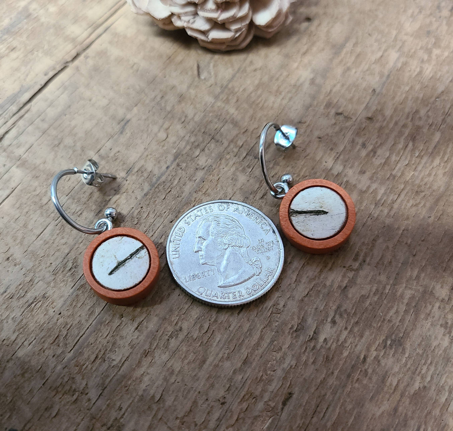 Post Hoop Earrings with Authentic Birch Bark