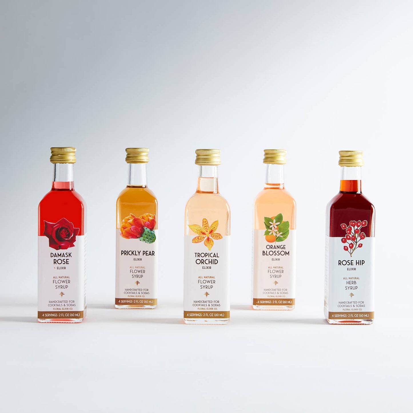 Whiskey Lovers Cocktail Kit. 5-Pack Flower Syrups.