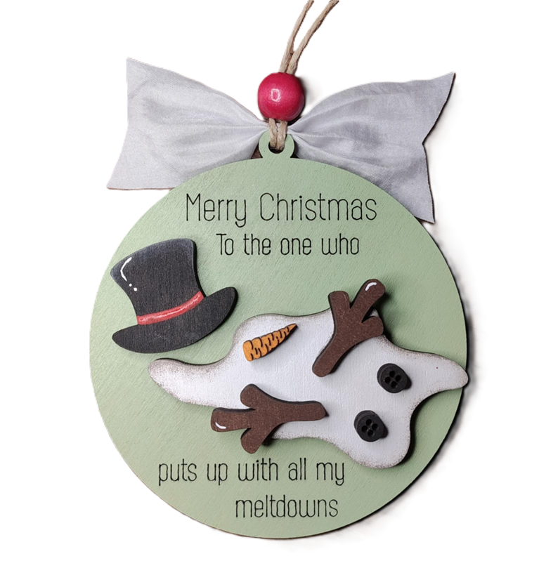 Merry Christmas Meltdown Snowman Ornament