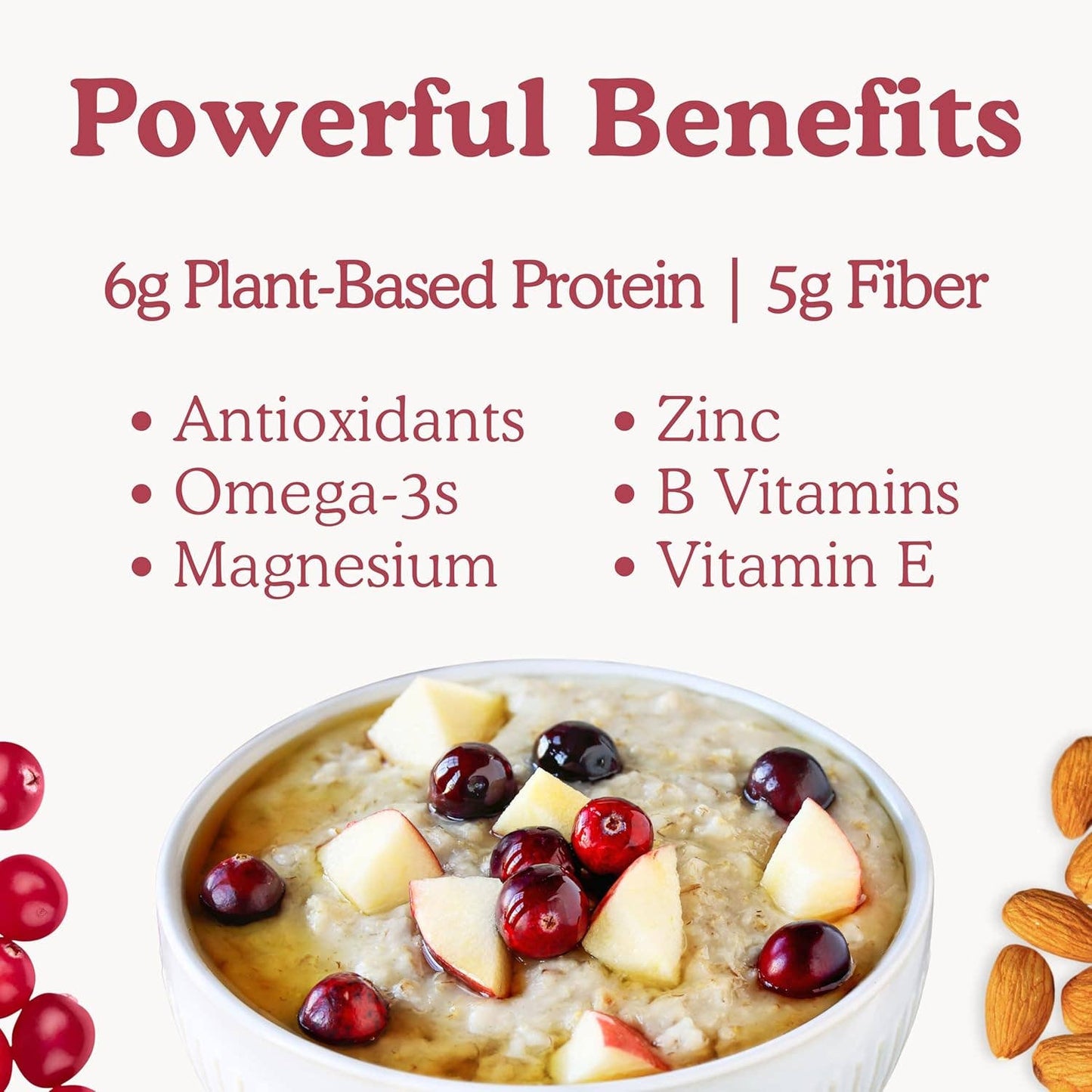 Superfood Cranberry Almond Flax Oatmeal Pantry Bag