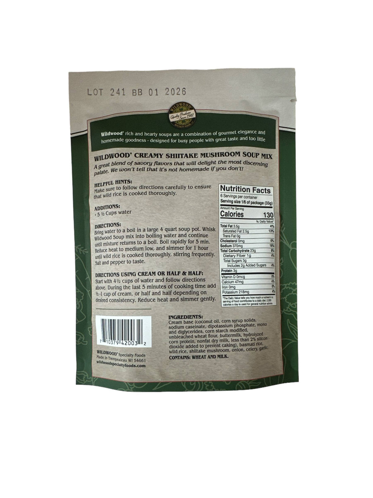 Creamy Shiitake Mushroom Soup Mix 7 oz Family Size