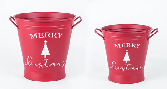 Red and White Christmas Bucket - 2 Assorted