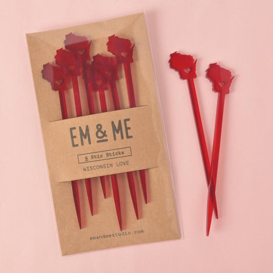 Wisconsin Love Stir Sticks, Swizzle Sticks