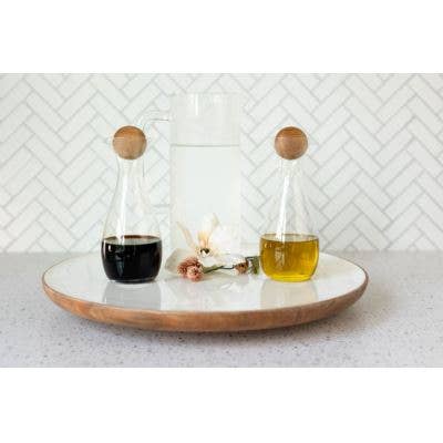 Wood + White Acacia Wood Lazy Susan, 16 inches