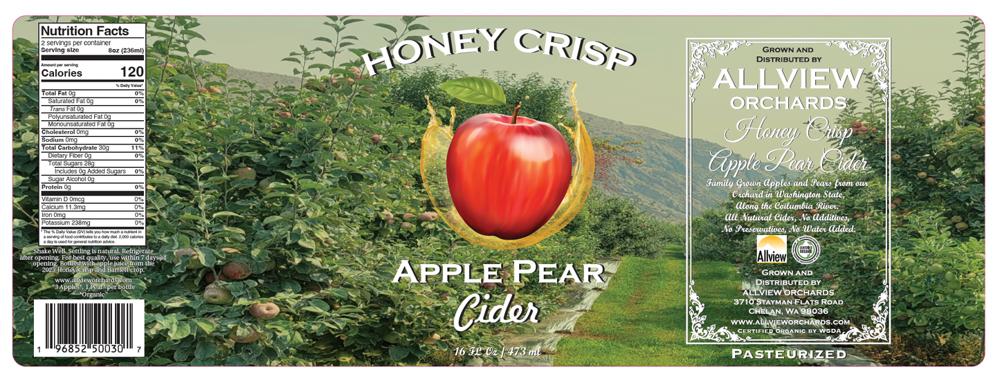 Sale-HoneyCrisp Apple- Pear Cider - 16 oz glass bottle