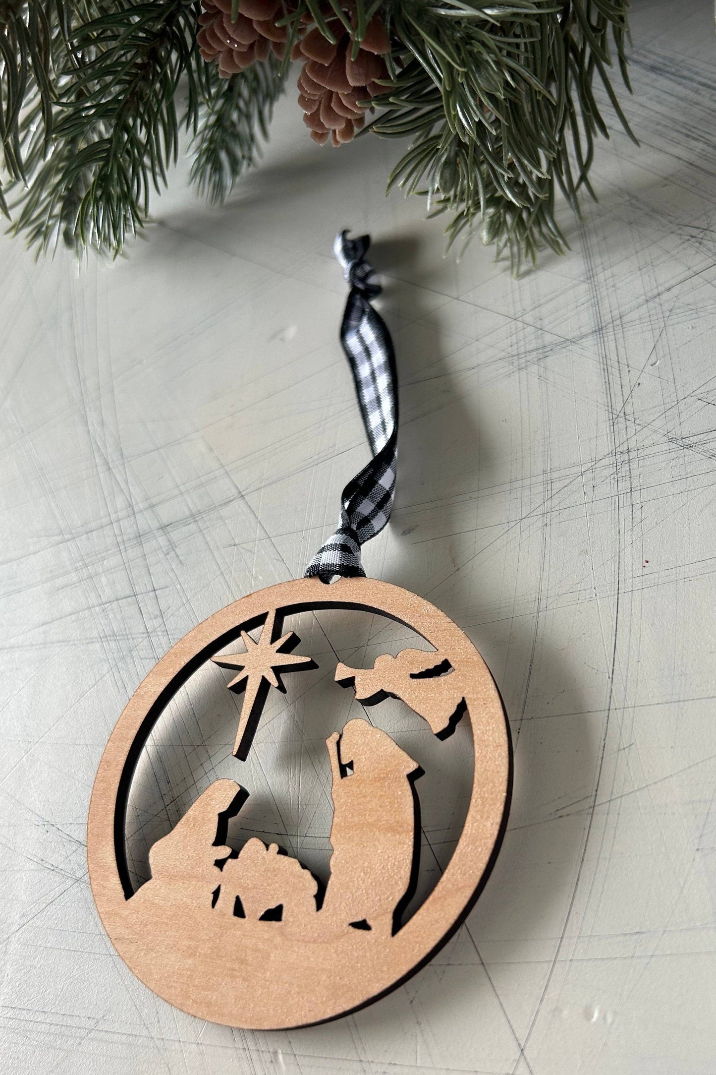 Nativity Minimalist Wood Cutout Ornament