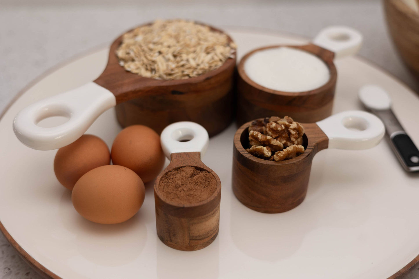 Wood + White Collection Acacia Wood Measuring Cups