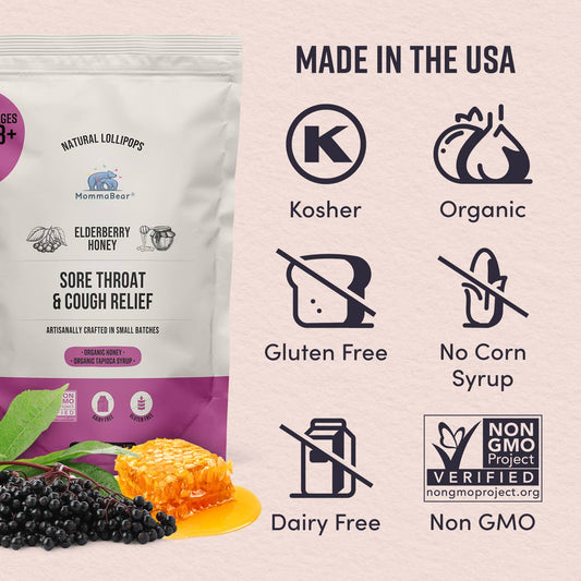 Organic Elderberry Honey Cough Lollipops/Lozenge (10ct)