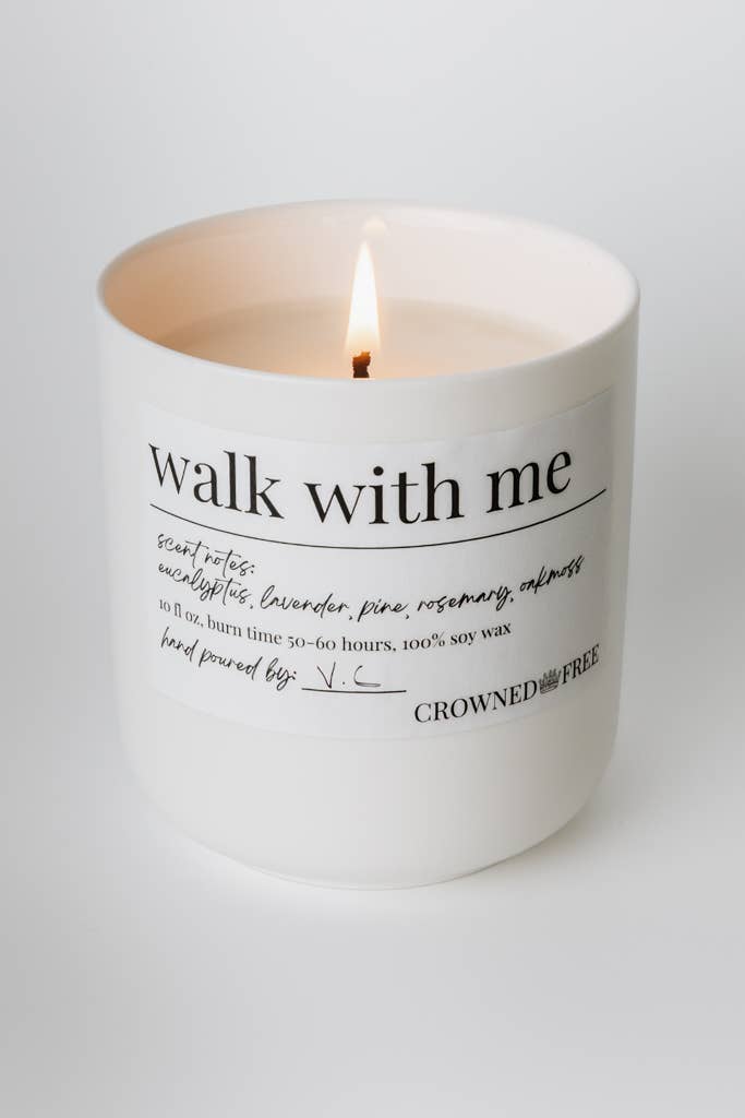Walk With Me Candle, 10 oz White - Made By Survivors