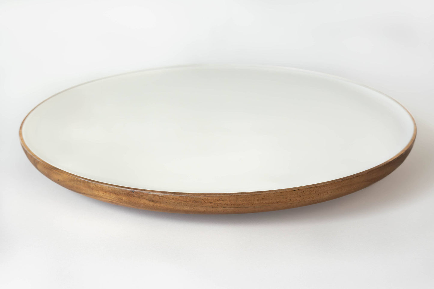 Wood + White Acacia Wood Lazy Susan, 16 inches