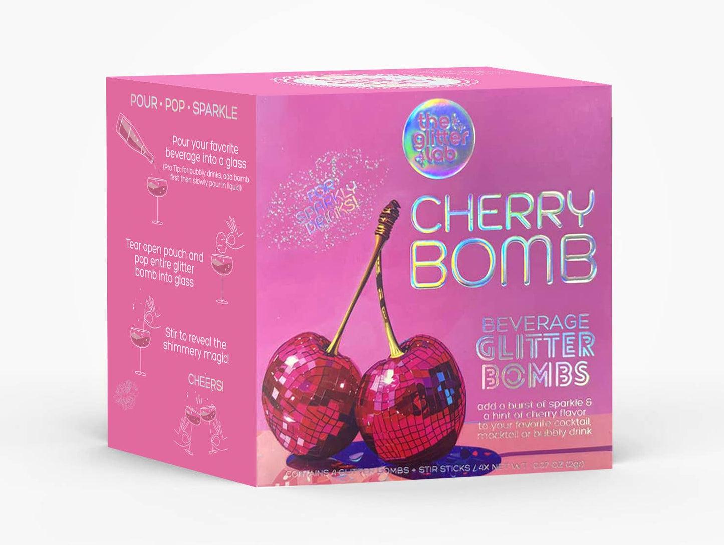 Cherry Bomb Beverage Glitter Bombs for Cocktails & Soda