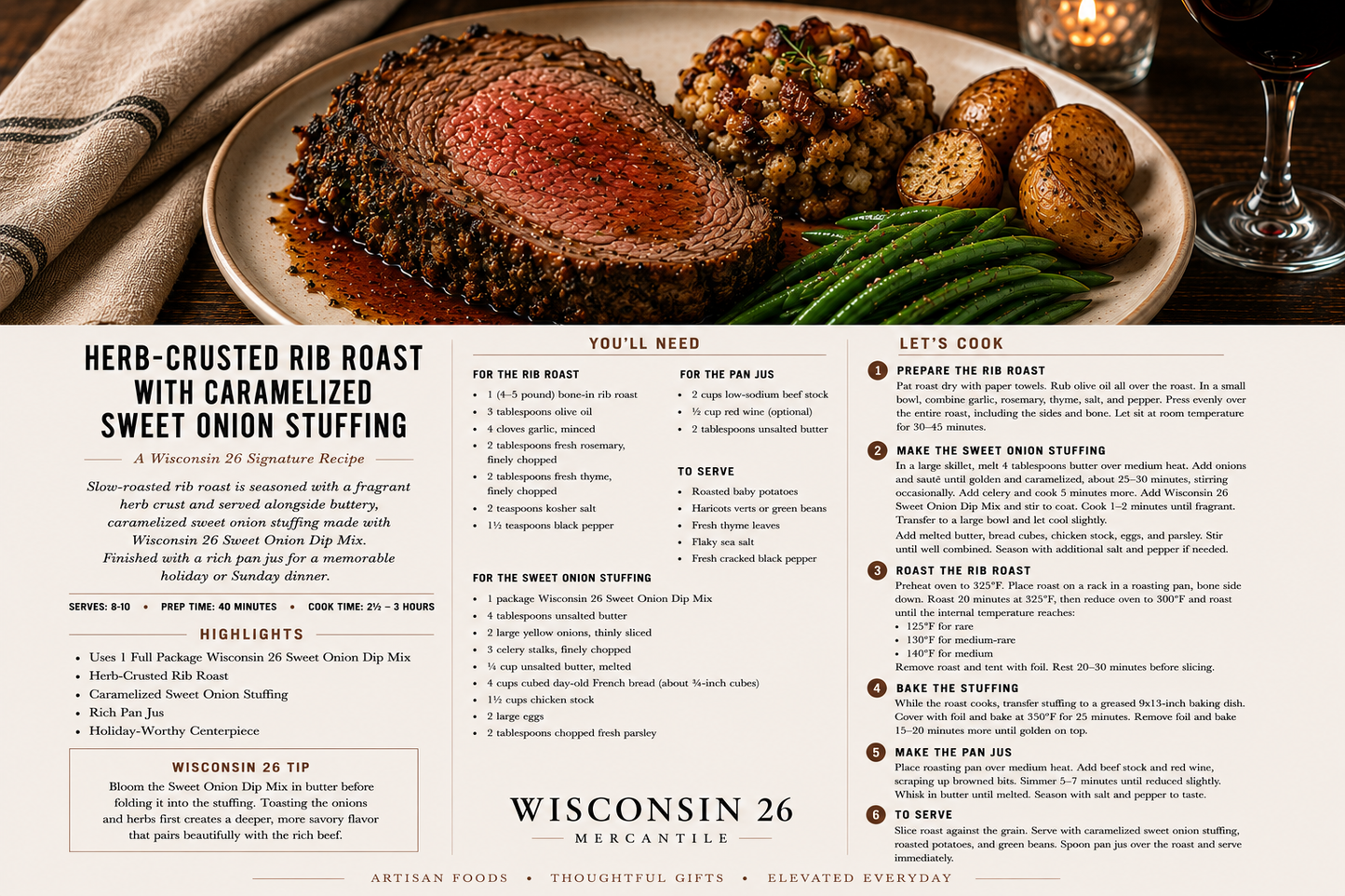 Sweet Onion Dry Dip Mix | Gourmet Onion Dip Mix | Wisconsin 26 Mercantile