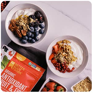 BetterBody Foods Antioxidant Fruit and Fiber 360 g bag.