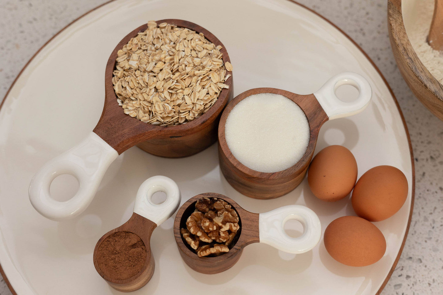 Wood + White Collection Acacia Wood Measuring Cups