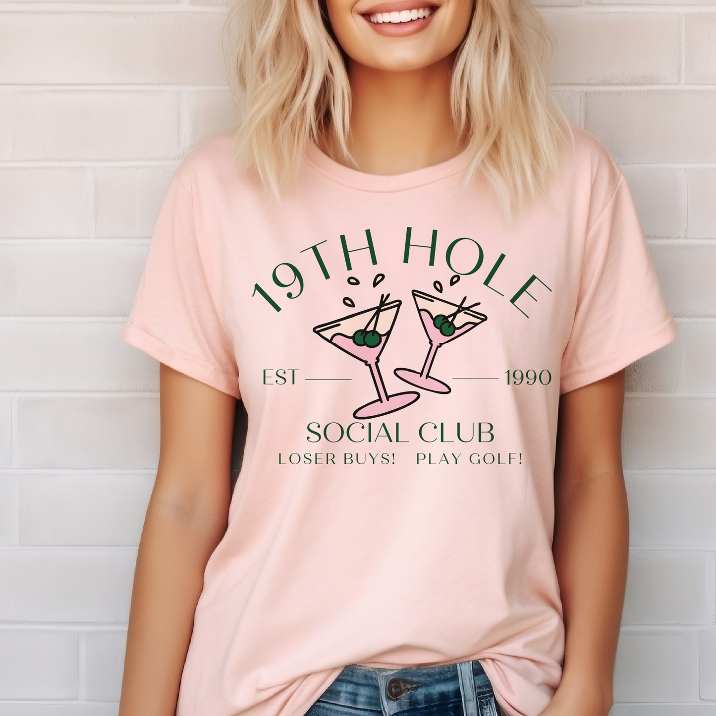 Golf Tees 19th Hole Social Club Country Club Graphic Tee