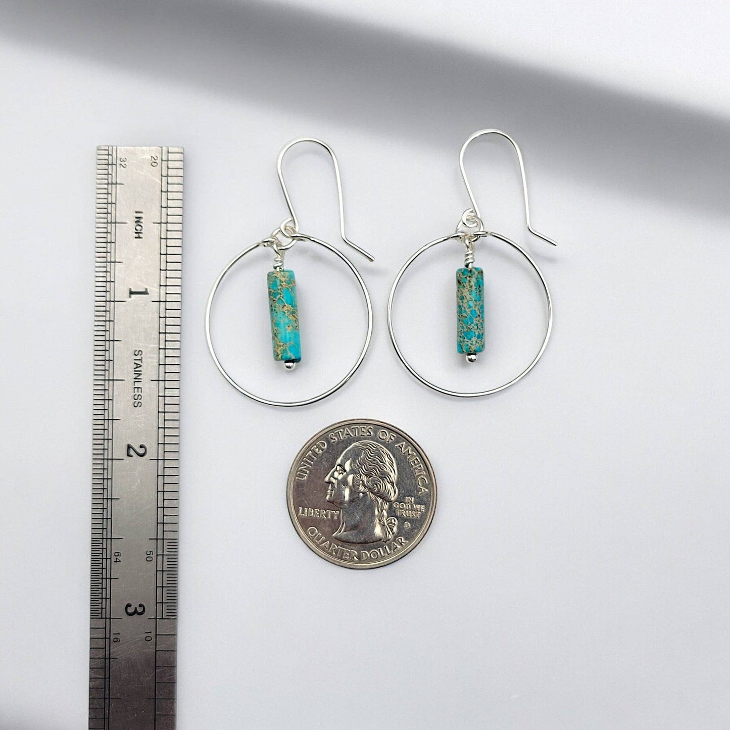 Sterling Silver Western Hoop Earrings with Turquoise