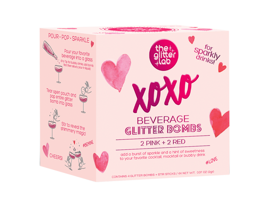 XOXO Beverage Glitter Bombs for Valentine Cocktails & Drinks