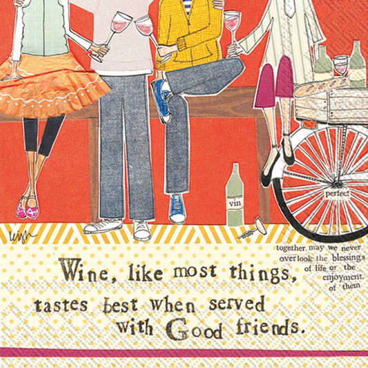 Paper Cocktail Napkins 20 ct Curly Girl Wine With Friends