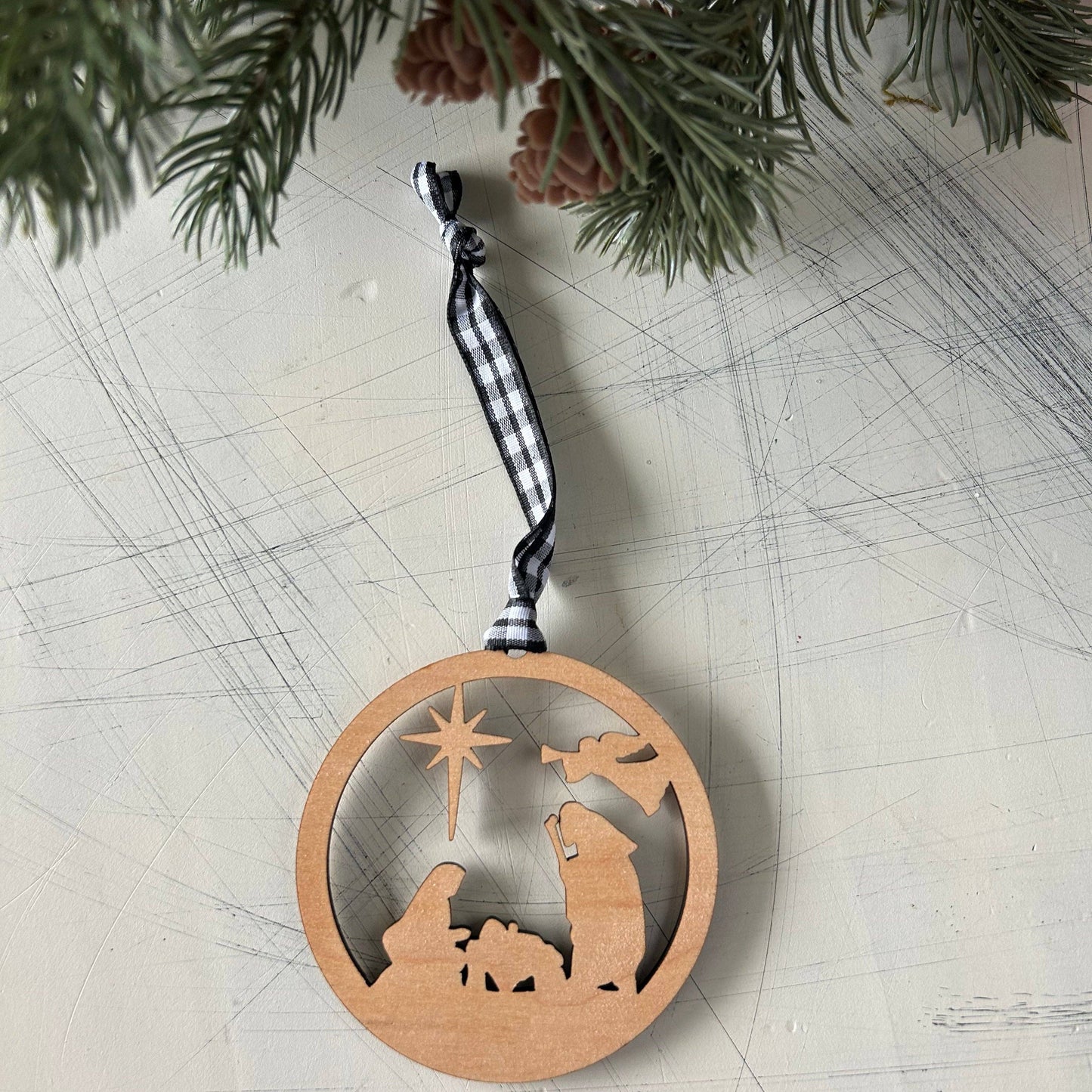 Nativity Minimalist Wood Cutout Ornament