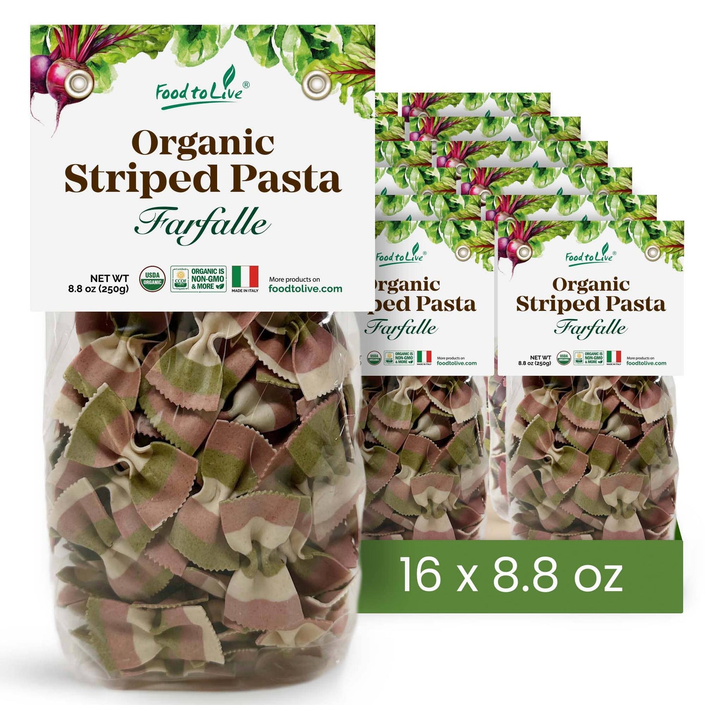 Organic Striped Farfalle Pasta, 8.8 oz